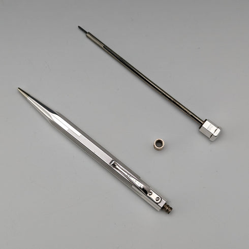 British Vintage Yard O' Red Rolled Silver Hexagon Propelled Pencil in Case